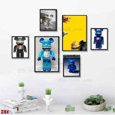 File ảnh gốc File tranh bộ 6 tấm kaws gấu bearbrick Z21 không vỡ nét