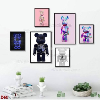 Mua file tranh gốc File tranh bộ 6 tấm kaws gấu bearbrick Z41 tại Filetranh.com