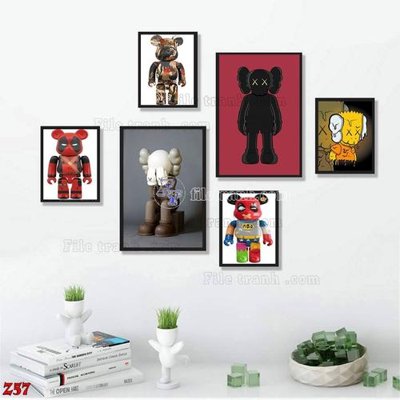 Download file ảnh gốc File tranh bộ 6 tấm kaws gấu bearbrick Z57 để in ấn