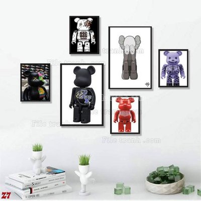 Mua file gốc File tranh bộ 6 tấm kaws gấu bearbrick Z7 (in ấn) tại Filetranh.com