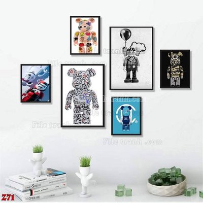 Mua file ảnh gốc File tranh bộ 6 tấm kaws gấu bearbrick Z71 (chất lượng cao)
