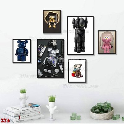 Tải file File tranh bộ 6 tấm kaws gấu bearbrick Z74 (gốc) chủ đề phong thủy