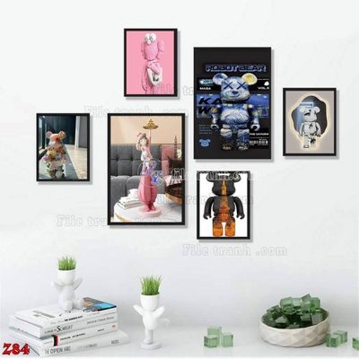 File tranh File tranh bộ 6 tấm kaws gấu bearbrick Z84 (gốc) chủ đề thành phố
