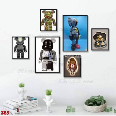 File tranh gốc File tranh bộ 6 tấm kaws gấu bearbrick Z85 (sắc nét từng chi tiết)
