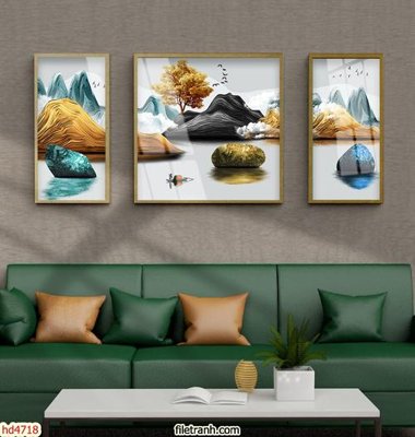 File PSD Tranh bộ hiện đại HD4718 (gốc) tách lớp chi tiết