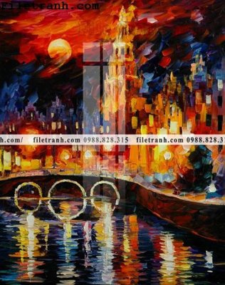 File ảnh tranh ve tay son dau nhieu mau tuyet dep 4082 (gốc) cho trang trí nhà hàng