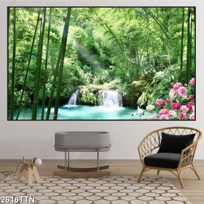 Download file gốc Tranh sơn thủy thác nước 2616TTN (in mica) trang trí