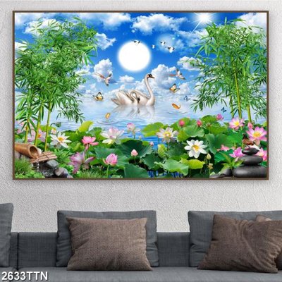 Tệp tin gốc Tranh sơn thủy thác nước 2633TTN (dùng cho in ấn) chuyên nghiệp