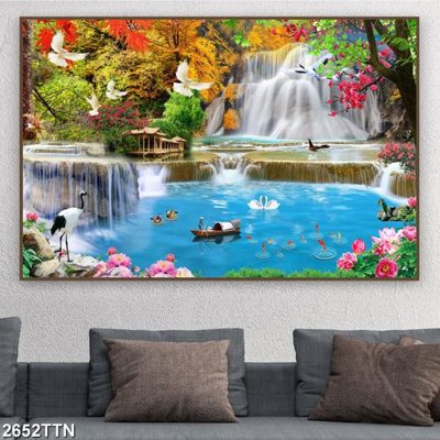 File tranh Tranh sơn thủy thác nước 2652TTN (ảnh gốc) in trần nhà