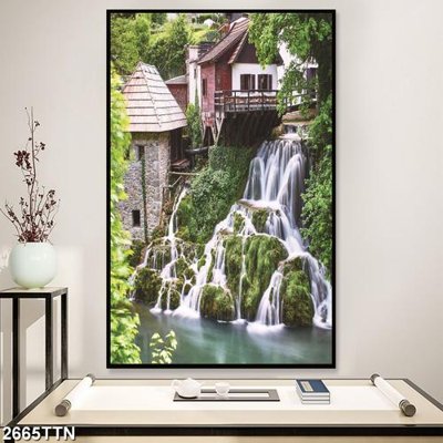 File gốc Tranh sơn thủy thác nước 2665TTN (trang trí) phòng trẻ em