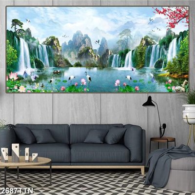 Hình ảnh file gốc Tranh sơn thủy thác nước 2687TTN cho in UV