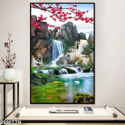 File PSD Tranh sơn thủy thác nước 2690TTN (nguyên bản) cho thiết kế