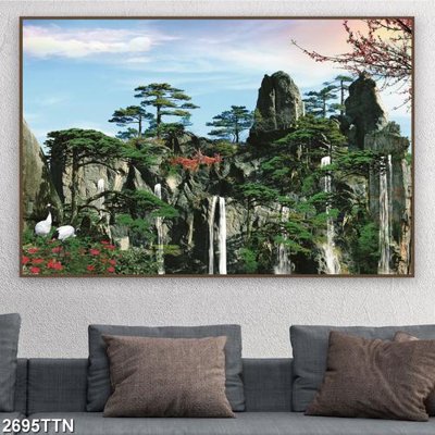 File in ấn chuyên nghiệp Tranh sơn thủy thác nước 2695TTN (file gốc)