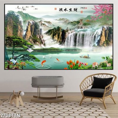 Tải file Tranh sơn thủy thác nước 2708TTN (PSD) cho in tranh 3D