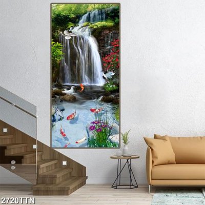 Hình ảnh file gốc in lụa Tranh sơn thủy thác nước 2720TTN