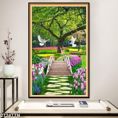 File gốc Tranh sơn thủy thác nước 2724TTN (in mica) cắt laser