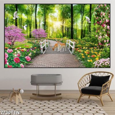 File ảnh Tranh sơn thủy thác nước 2730TTN (gốc) in PP, decal