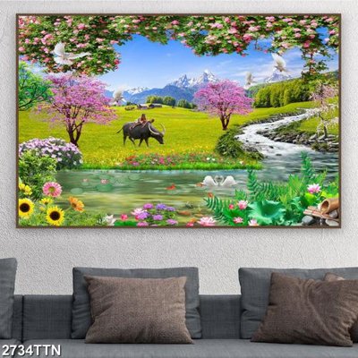 Tải file Tranh sơn thủy thác nước 2734TTN (ảnh gốc) 300dpi Tranh sơn thủy thác nước 2734TTN