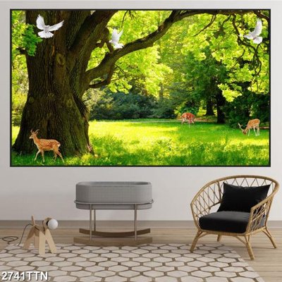 File gốc Tranh sơn thủy thác nước 2741TTN (trang trí) cho phòng khách