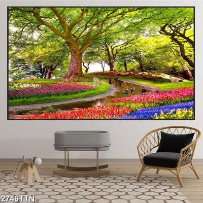 File gốc Tranh sơn thủy thác nước 2746TTN (cho in 3D) độc đáo