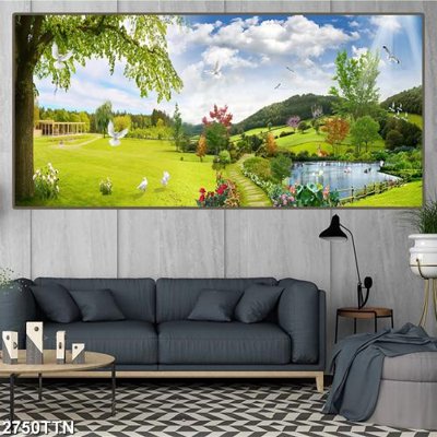 Ảnh gốc Tranh sơn thủy thác nước 2750TTN (độ nét cao) in mica