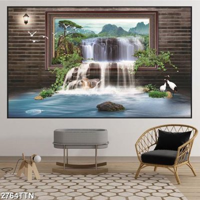 Download file Tranh sơn thủy thác nước 2764TTN (gốc) in mica đèn LED