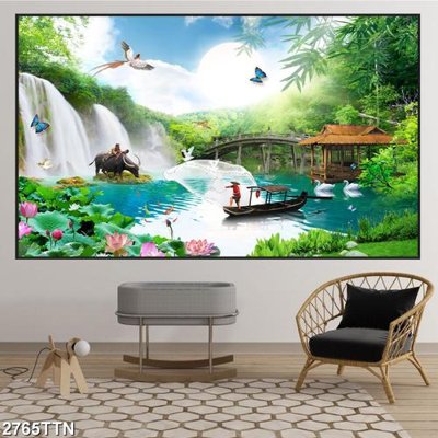 Tải file gốc Tranh sơn thủy thác nước 2765TTN (in không vỡ ảnh)