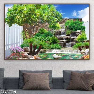 File tranh trang trí Tranh sơn thủy thác nước 2776TTN (tải file gốc)