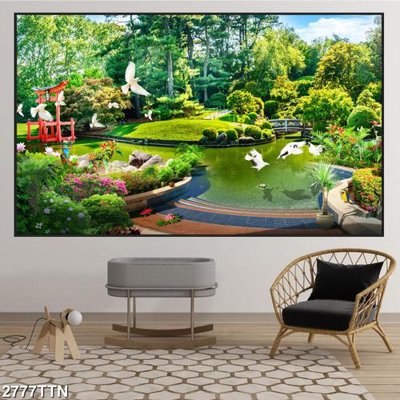 File tranh Tranh sơn thủy thác nước 2777TTN (ảnh gốc) chi tiết rõ ràng