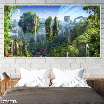 File tranh Tranh sơn thủy thác nước 2779TTN (gốc) phong cách tối giản