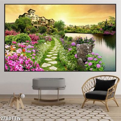 File tranh Tranh sơn thủy thác nước 2788TTN (file gốc) chuẩn màu in