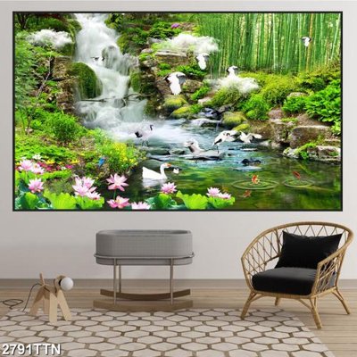 File in trần Tranh sơn thủy thác nước 2791TTN (bản gốc) 5D