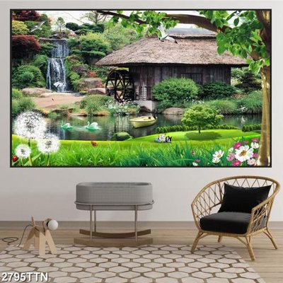 Download file gốc Tranh sơn thủy thác nước 2795TTN (in lụa) cao cấp