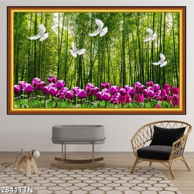 Download file gốc Tranh sơn thủy thác nước 2841TTN (in mica) trang trí