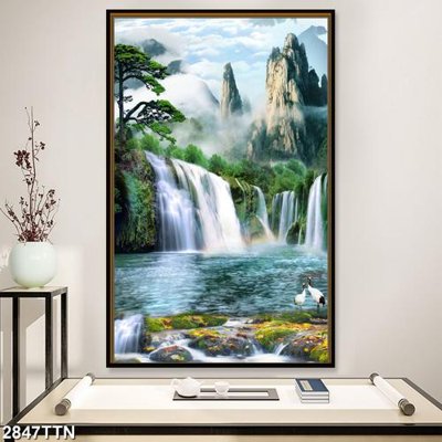 Hình ảnh file gốc Tranh sơn thủy thác nước 2847TTN cho in UV