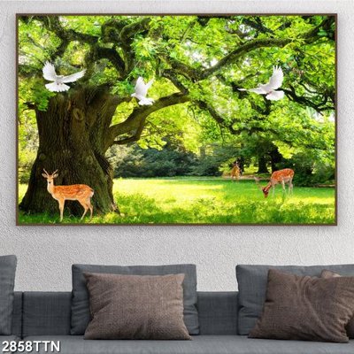 Download file Tranh sơn thủy thác nước 2858TTN (gốc) in mica cao cấp