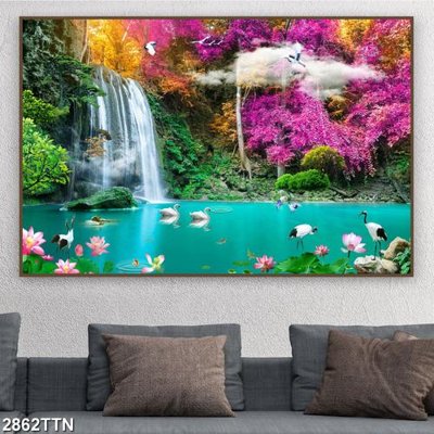 File gốc Tranh sơn thủy thác nước 2862TTN (PNG) nền trong suốt