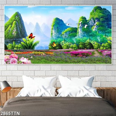 File tranh Tranh sơn thủy thác nước 2865TTN (ảnh gốc) không bị mờ