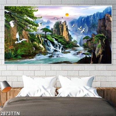 File PSD Tranh sơn thủy thác nước 2873TTN (bản gốc) dễ dàng edit