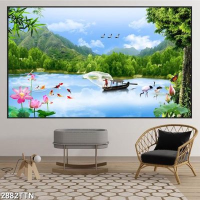 Download file Tranh sơn thủy thác nước 2882TTN (gốc) in mica ốp bếp