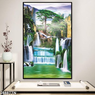 File tranh Tranh sơn thủy thác nước 2888TTN (gốc) in film