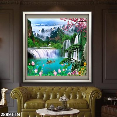 File gốc Tranh sơn thủy thác nước 2889TTN (thiết kế) độc quyền