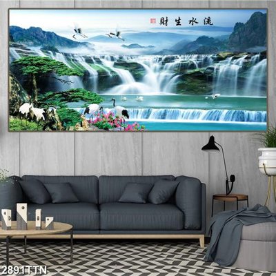 File in ấn chuyên nghiệp Tranh sơn thủy thác nước 2891TTN (file gốc)