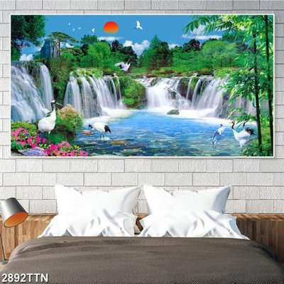 File tranh Tranh sơn thủy thác nước 2892TTN (ảnh gốc) chi tiết rõ ràng