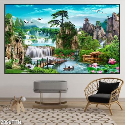 Tải về file gốc Tranh sơn thủy thác nước 2899TTN (dùng cho in quảng cáo)