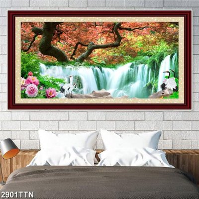 Tải file Tranh sơn thủy thác nước 2901TTN (gốc) chủ đề phong thủy