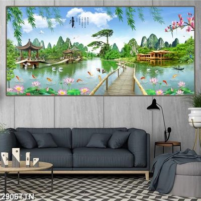 Tải file gốc Tranh sơn thủy thác nước 2906TTN dùng cho in ấn