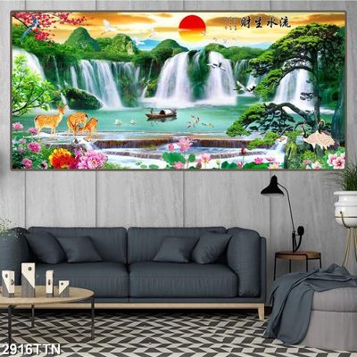 File gốc in ấn Tranh sơn thủy thác nước 2916TTN (sẵn sàng tải về)