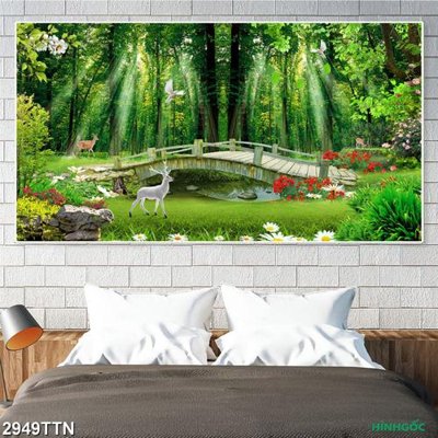 File tranh Tranh sơn thủy thác nước 2949TTN (ảnh gốc) chi tiết rõ ràng