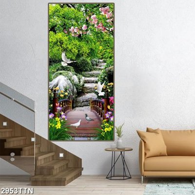 File gốc in ấn Tranh sơn thủy thác nước 2953TTN độ phân giải cao